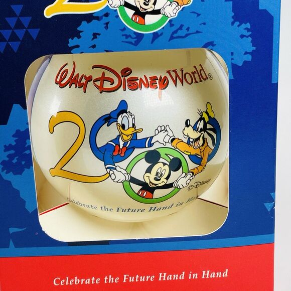 Walt Disney World 2000 Millennium Glass Ball Ornament Donald Goofy Mickey in Box - Picture 2 of 8